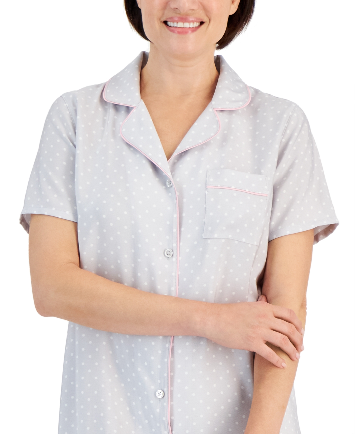 Charter Club Women's Short-Sleeve Matte Satin Sleepshirt, Created for Macy's