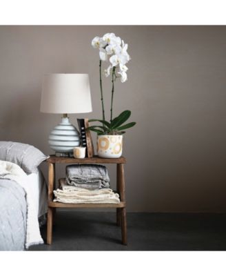 Hand-Painted Stoneware Planter with Gold-Tone Design, Holds 5" Pot