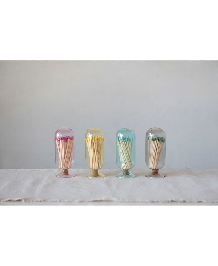 Storied Home Glass Match Holder, Set of 4 Colors Macy's