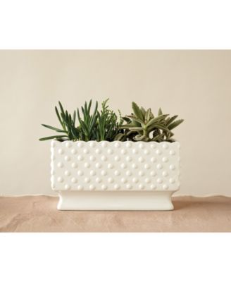 Cottage core Ceramic Hobnail Planter with Scalloped Edge