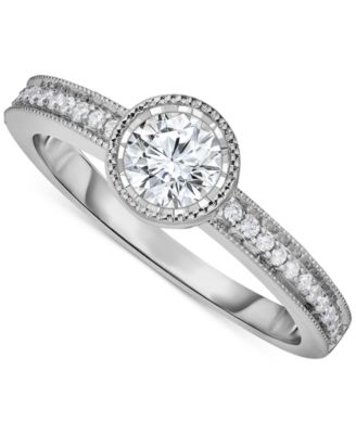 Macy's - Diamond Bezel Milgrain Engagement Ring (5/8 ct. t.w.) in 14k White Gold