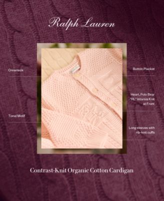 Baby Boys or Girls Contrast-Knit Cotton Long Sleeves Cardigan