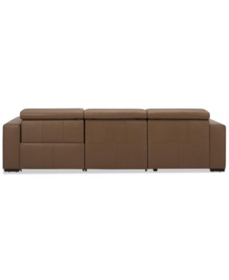 Nevio 115" 3-Pc. Leather Sectional with 1 Power Recliner,  Headrests and Chaise, Created For Macy's