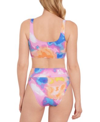 Shop Salt + Cove Salt Cove Juniors Printed Cropped Tankini Top Printed High Waist Bikini Bottoms Created For Macys In Multi