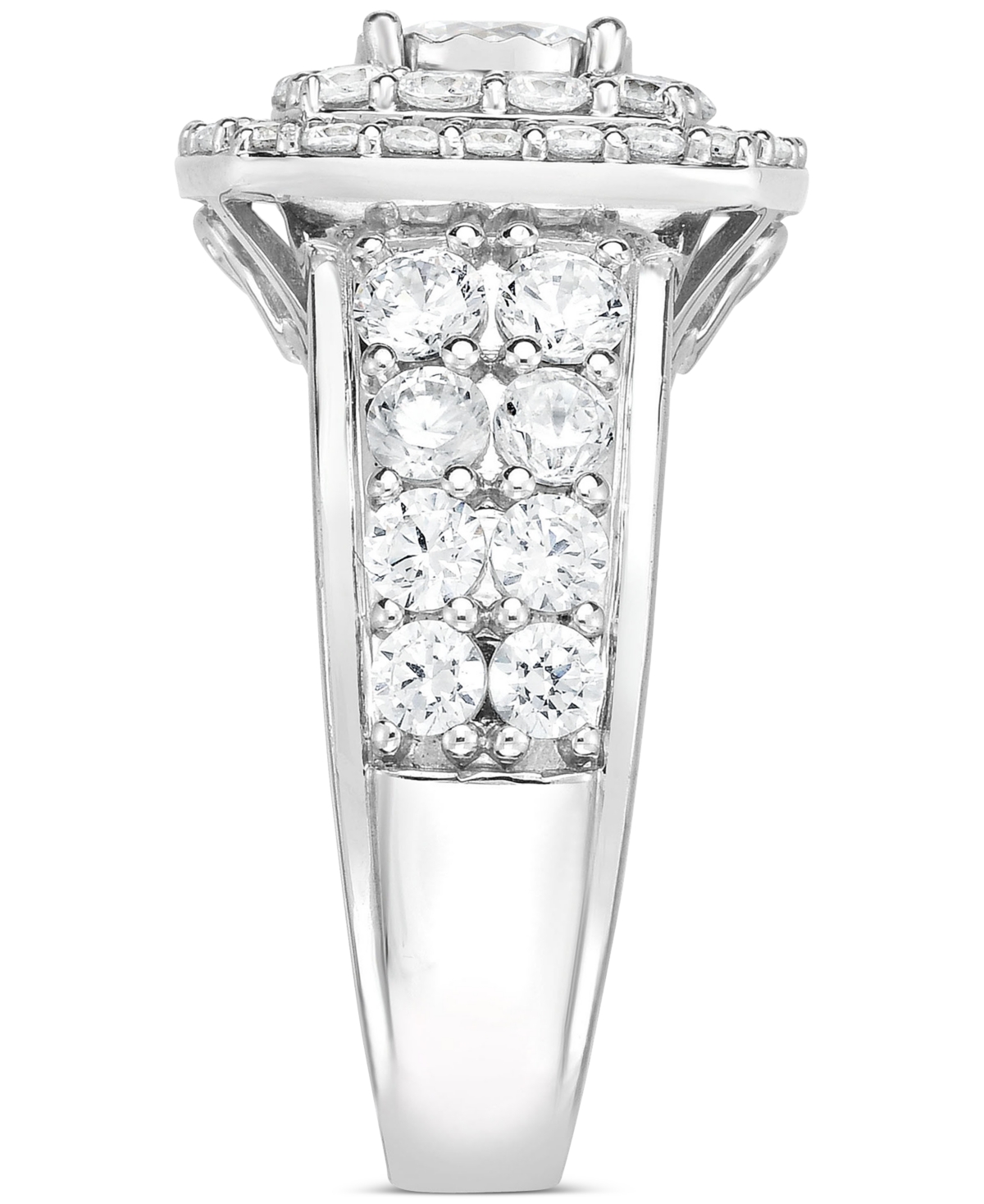 Shop Macy's Diamond Double-halo Engagement Ring (3 Ct. T.w.) In 14k White Gold