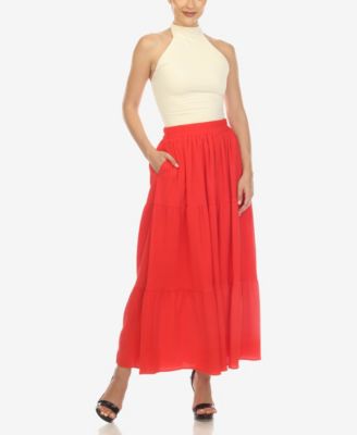 Women's Pleated Tiered Maxi Skirt