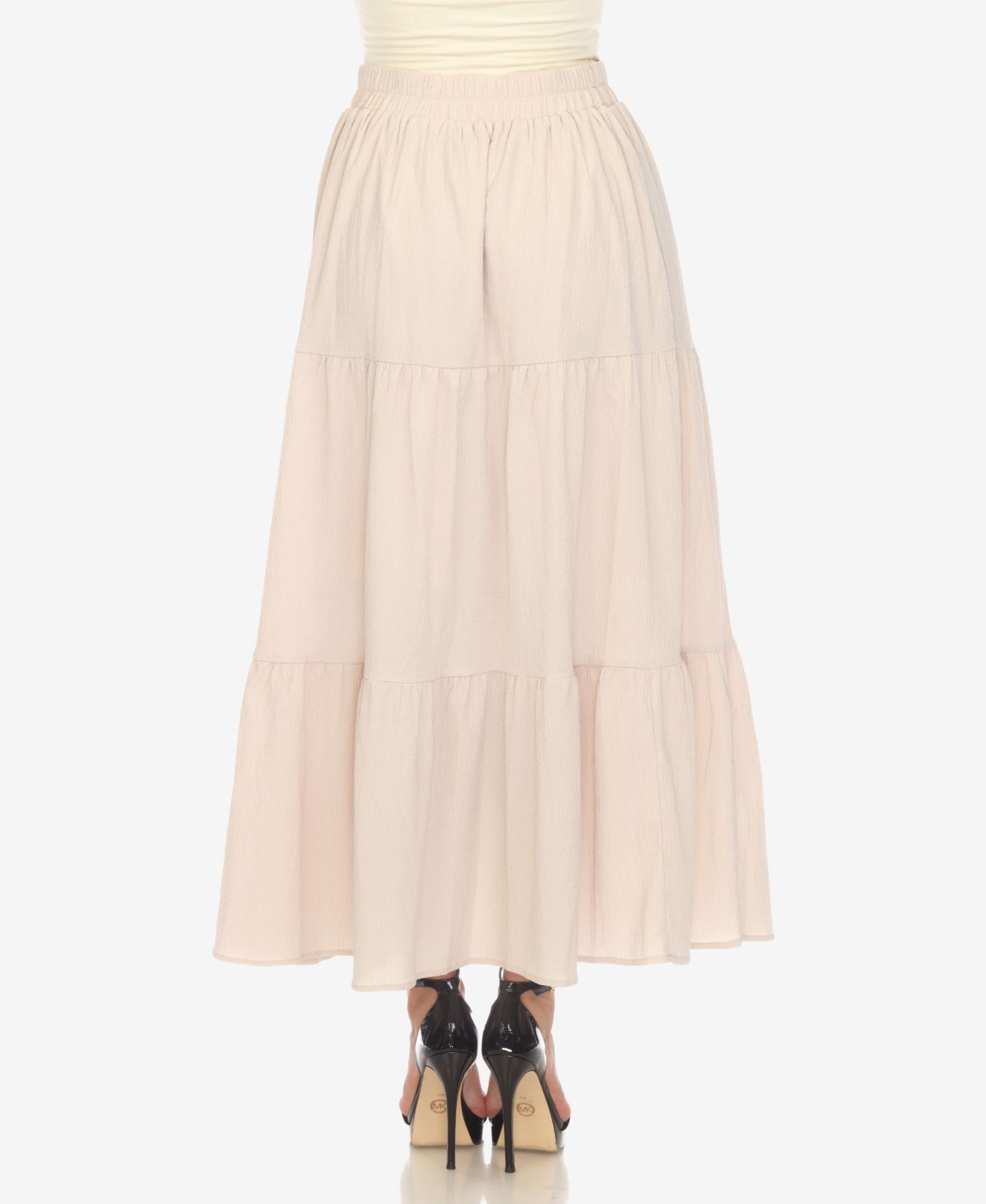 Женская юбка White Mark Pleated Tiered Maxi, цвет: Бежевый — фото 2