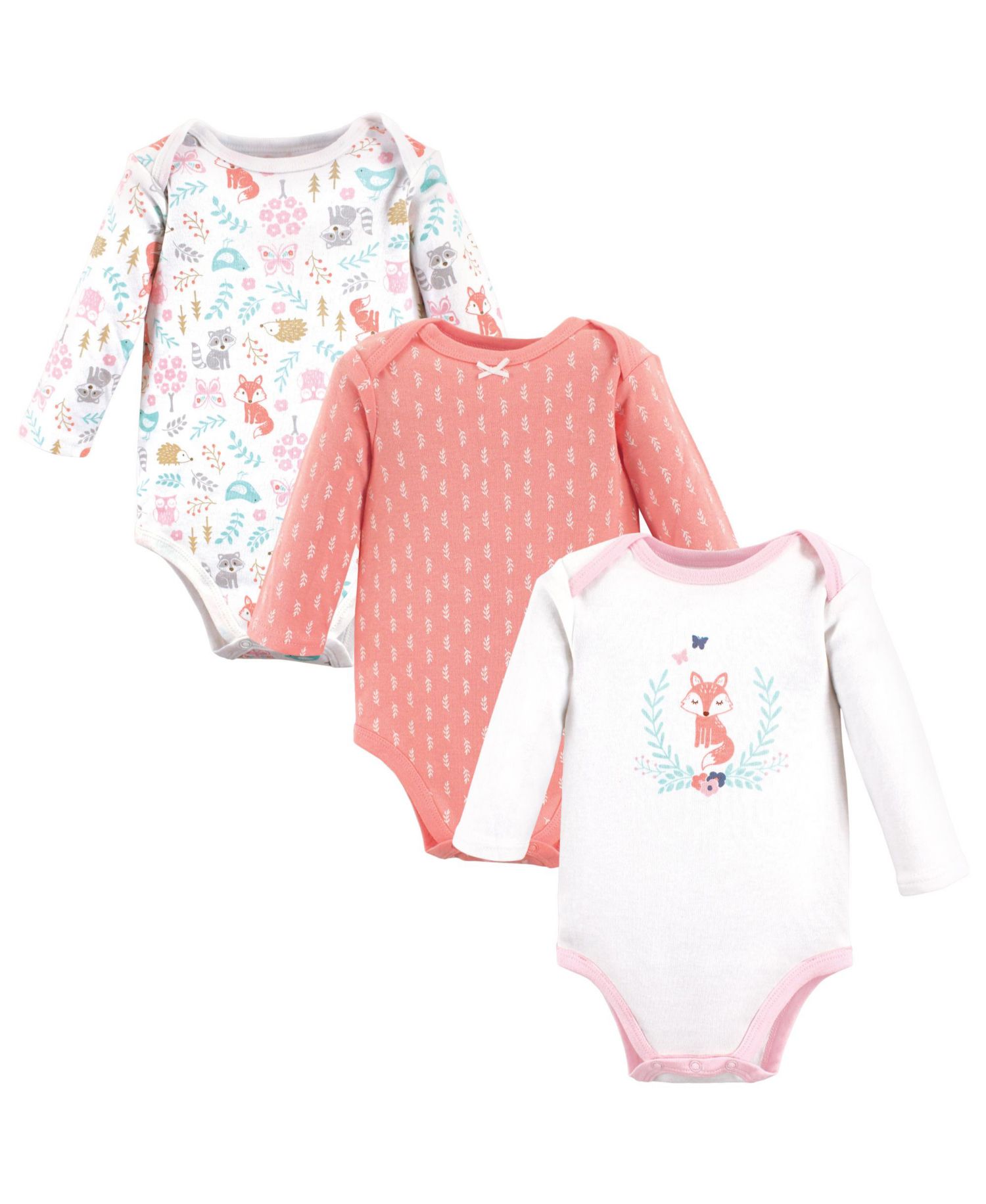Baby Girls Cotton Long-Sleeve Bodysuits 3-Pack