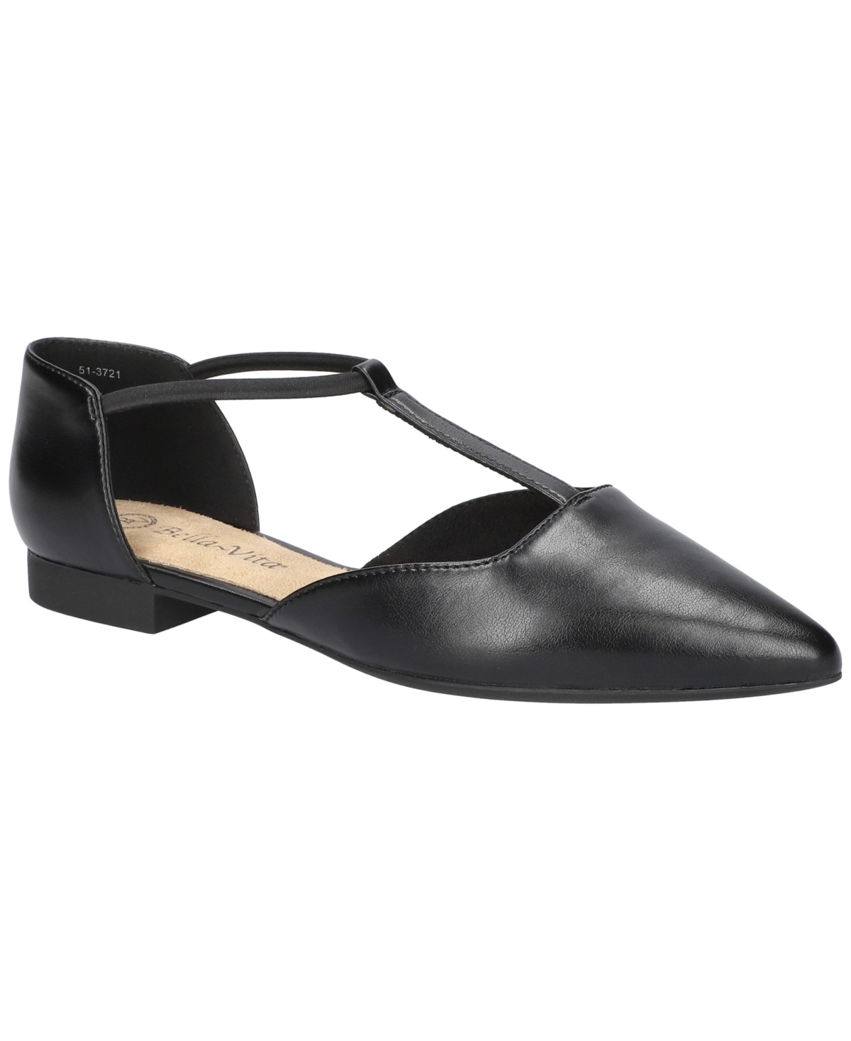 Bella Vita Women's Darby T-Strap Flats - Black- Manmade