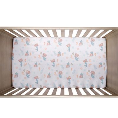 Disney Baby The Little Mermaid White Fitted Crib Sheet - Ariel