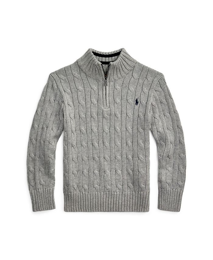 Polo Ralph Lauren Big Boys Cable-Knit Cotton Quarter-Zip Sweater - Macy's