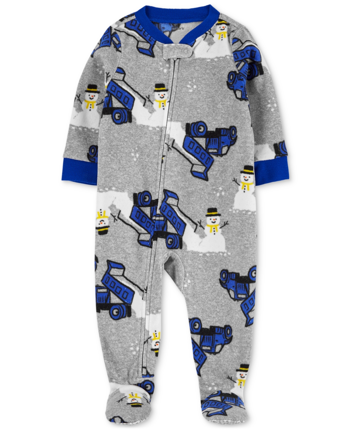 Carter's Babies' Toddler Boys 1-piece Snowman-print Fleece Footed Pajama In Grey