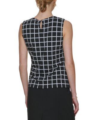 Printed Pleat-Neck Blouse, Regular and Petite Sizes