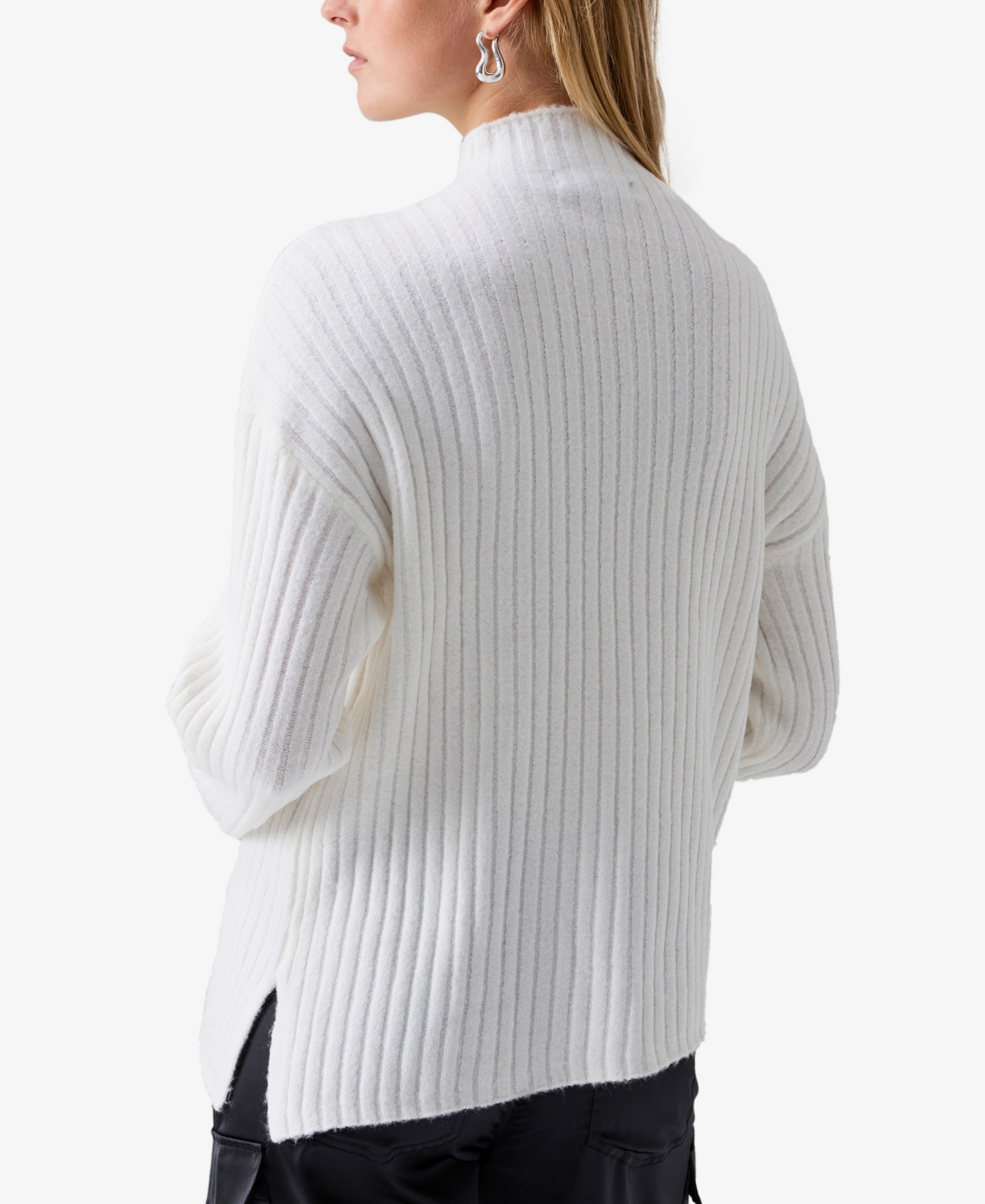 Shop Sanctuary Women's Mock-neck Asymmetric-rib-knit Sweater In Milk
