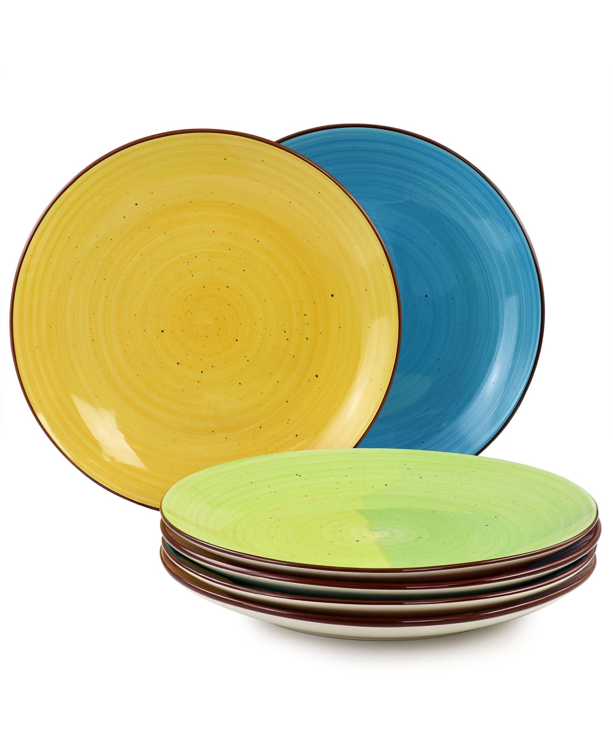 Elama Sebastian 6 Piece Stoneware Dinner Plate Set, Service For 6 In Multi