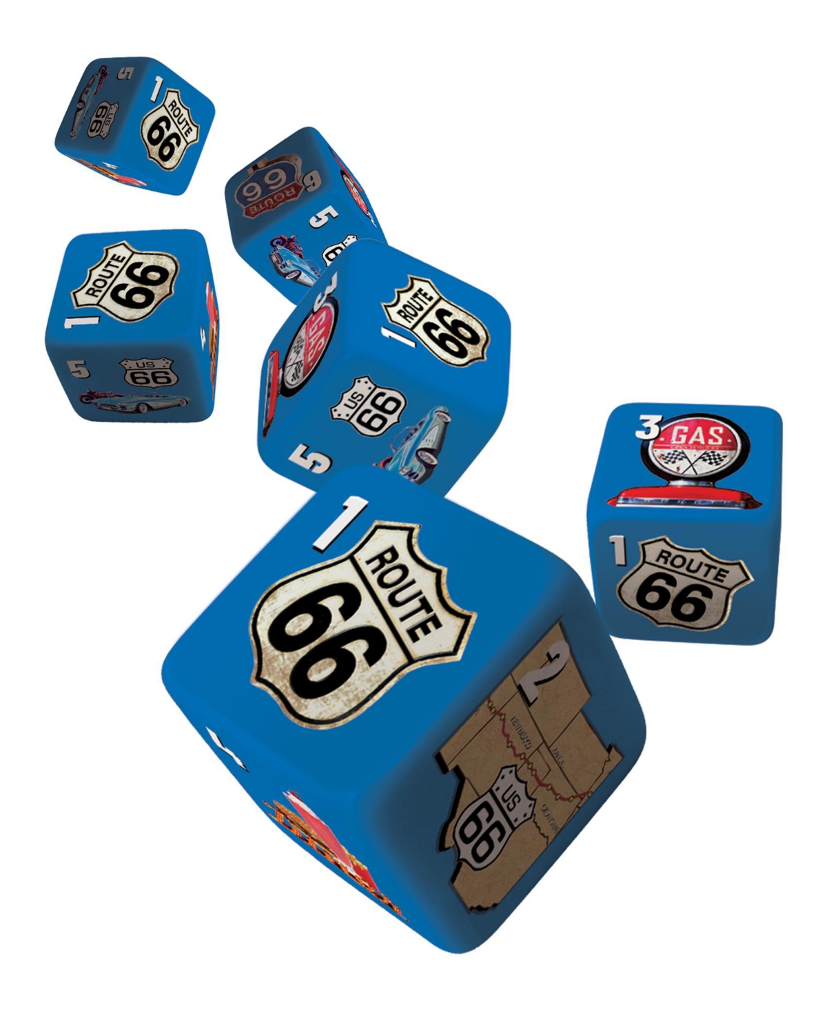 Masterpieces Route 66 - 6 Piece D6 Gaming Dice Set Ages 6 and Up