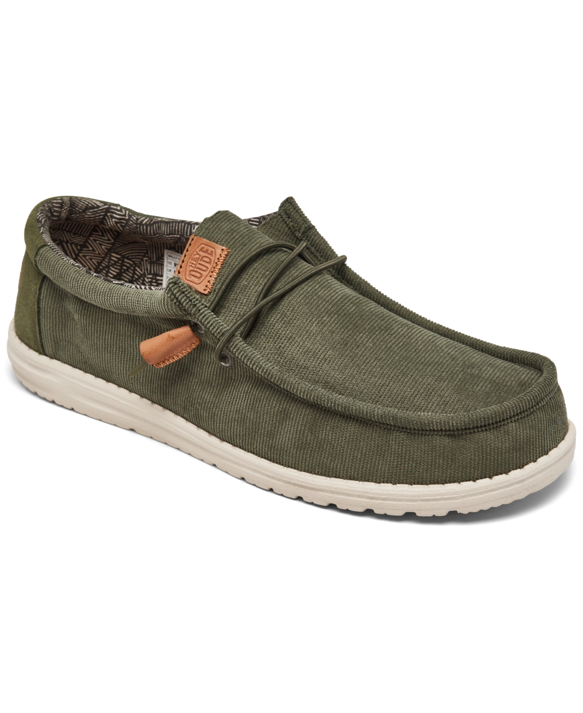 Men's Wally Corduroy Casual Moccasin Sneakers from Finish Line - Desert Green
