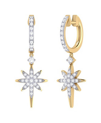LuvMyJewelry Twinkle Star Design Sterling Silver Diamond Hoop Women ...