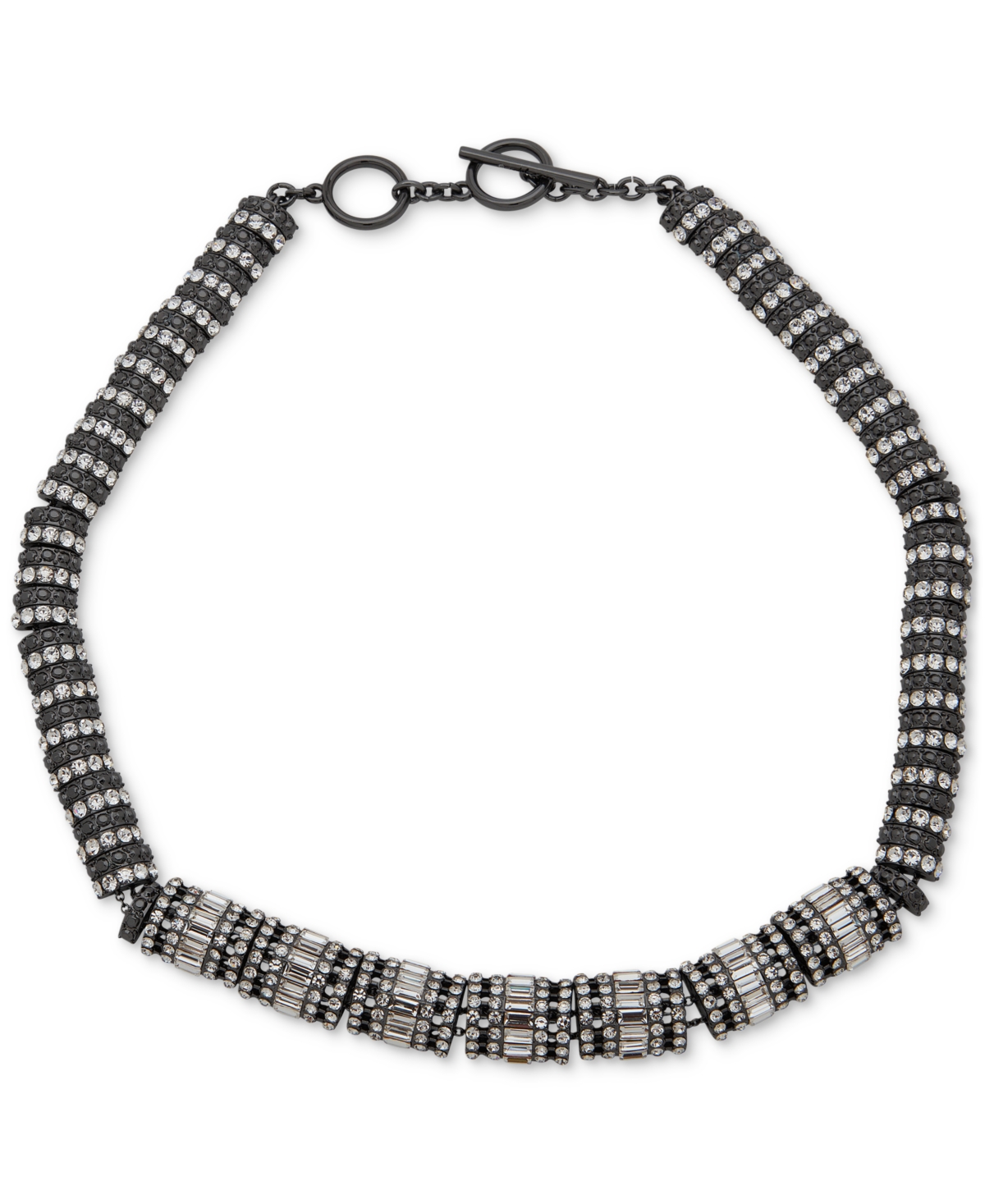 Karl Lagerfeld Hematite-tone Crystal 16" Toggle Collar Necklace