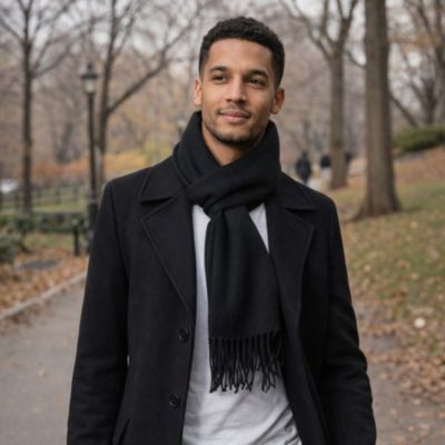 Men's Scarf Soft Knit Winter Scarves Plaid Striped or Solid Neck Covering Long Warm Stylish