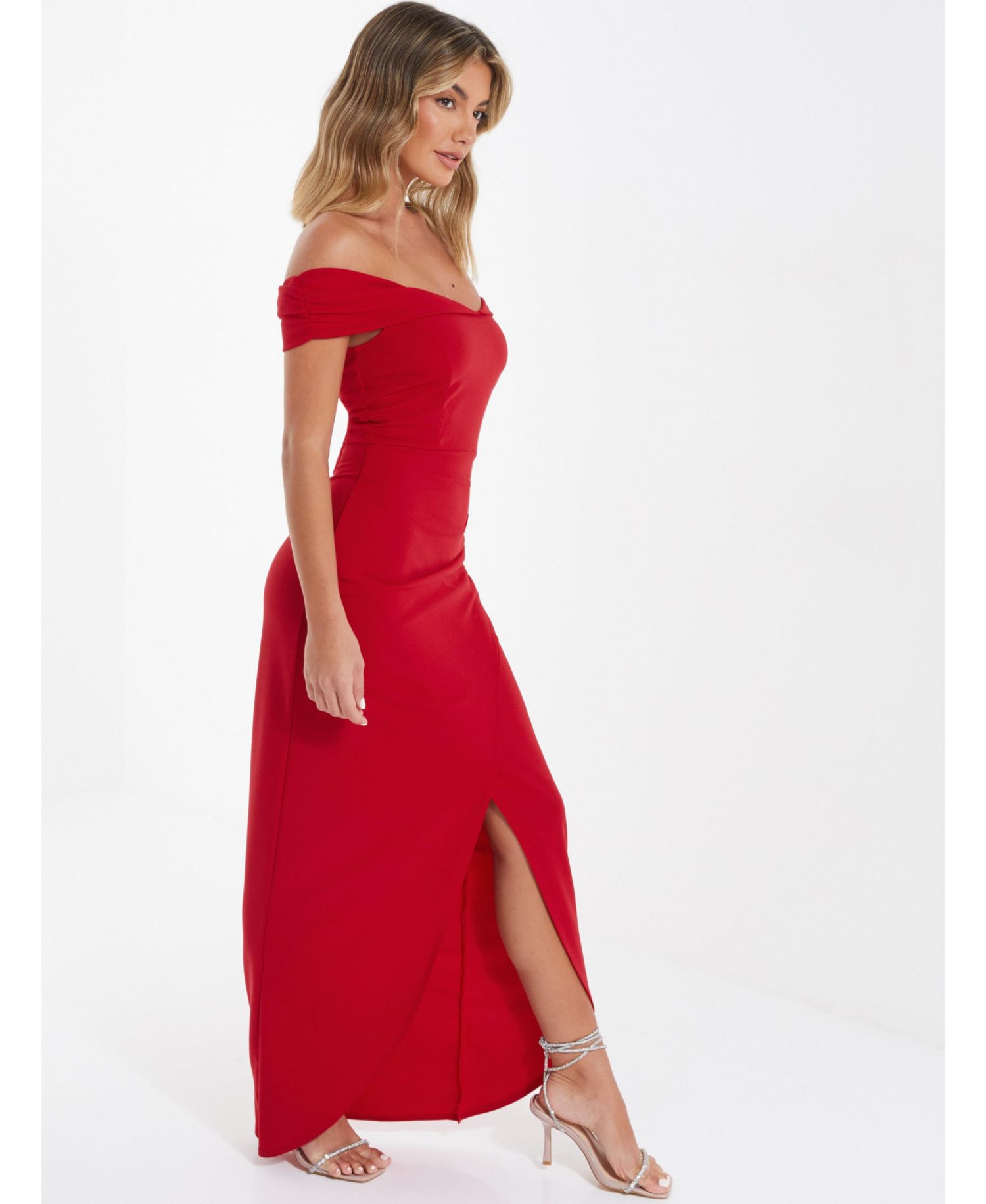Women's Scuba Crepe Bardot Maxi Dress