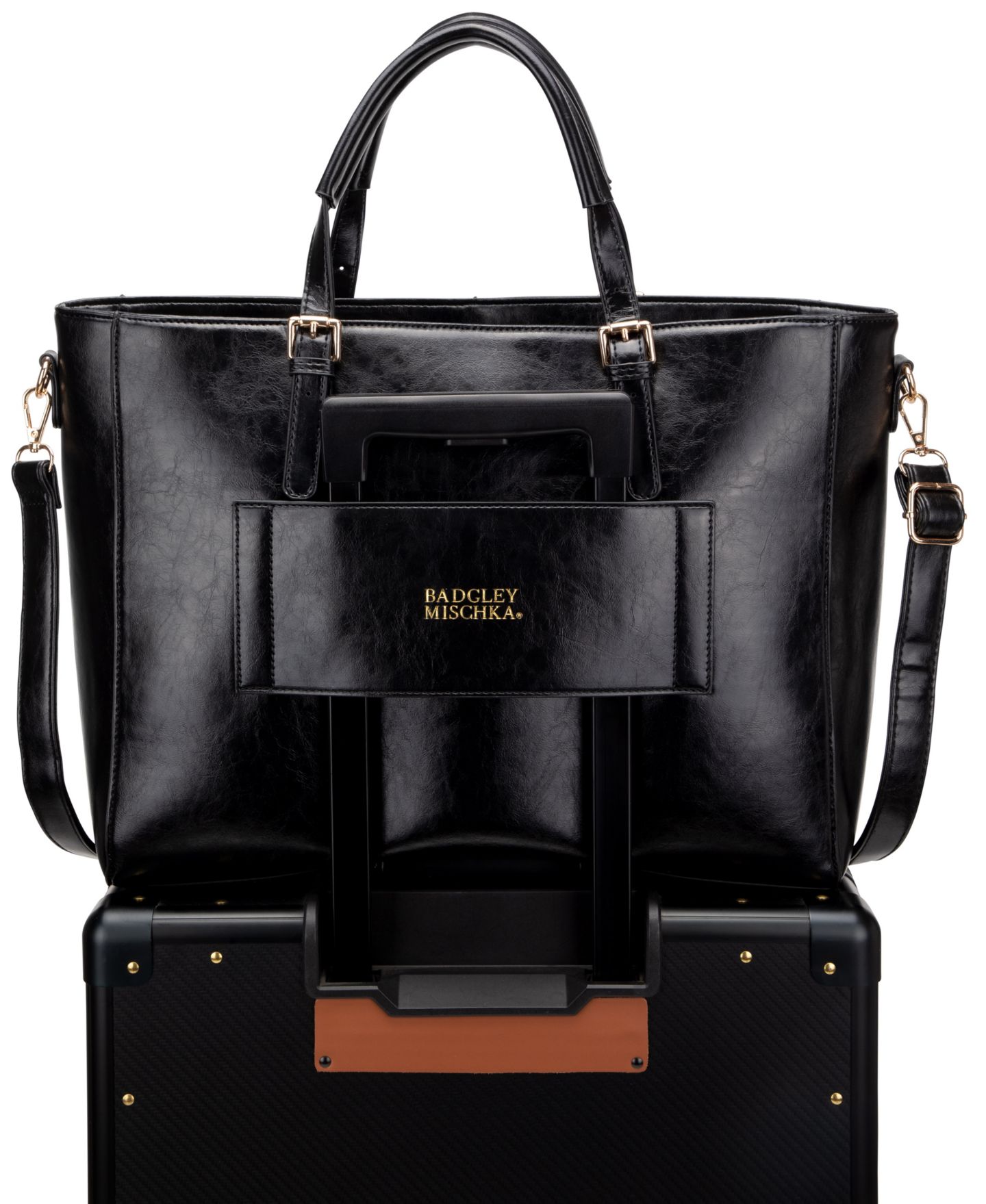 Сумка Badgley Mischka Julia Faux Leather Tote, цвет: Чёрный — фото 9