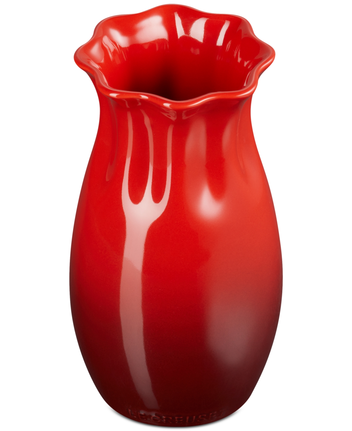 Le Creuset Iris Stoneware Small Flower Petal Vase In Cerise