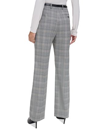 Calvin Klein Women s Plaid Belted Wide Leg Pants Macy s