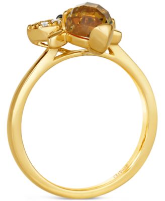 Chocolatier&reg; Cinnamon Citrine (7/8 ct. t.w.) & Diamond (1/8 ct. t.w.) Bee Ring in 14k Gold