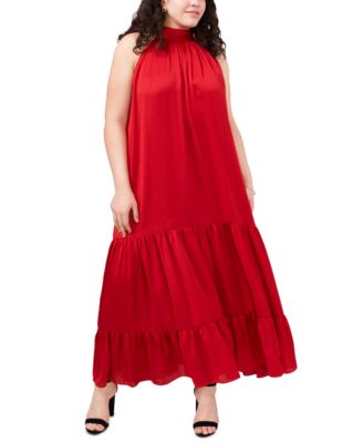Vince Camuto - Plus Size Solid Tiered Tie-Back Maxi Dress