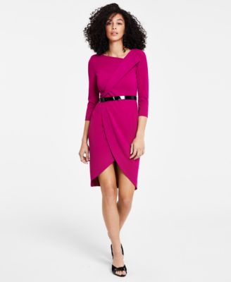 Photo 1 of Calvin Klein Women's 3/4-Sleeve Belted Tulip Dress