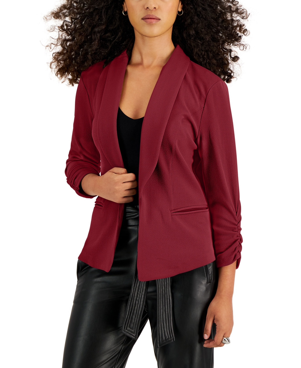 Petite 3/4-Sleeve Shawl-Collar Blazer, Created for Macy's - Trophy Red
