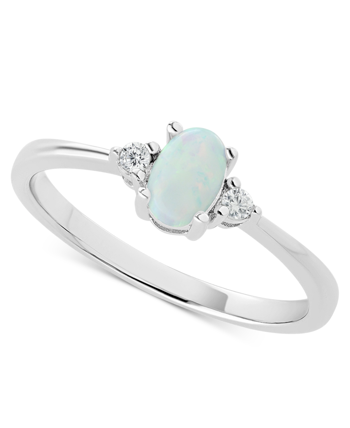 Giani Bernini Simulated Opal (1/3 ct. t.w.) & Cubic Zirconia Ring in 18k Gold-Plated Sterling Created for Macy's - Silver