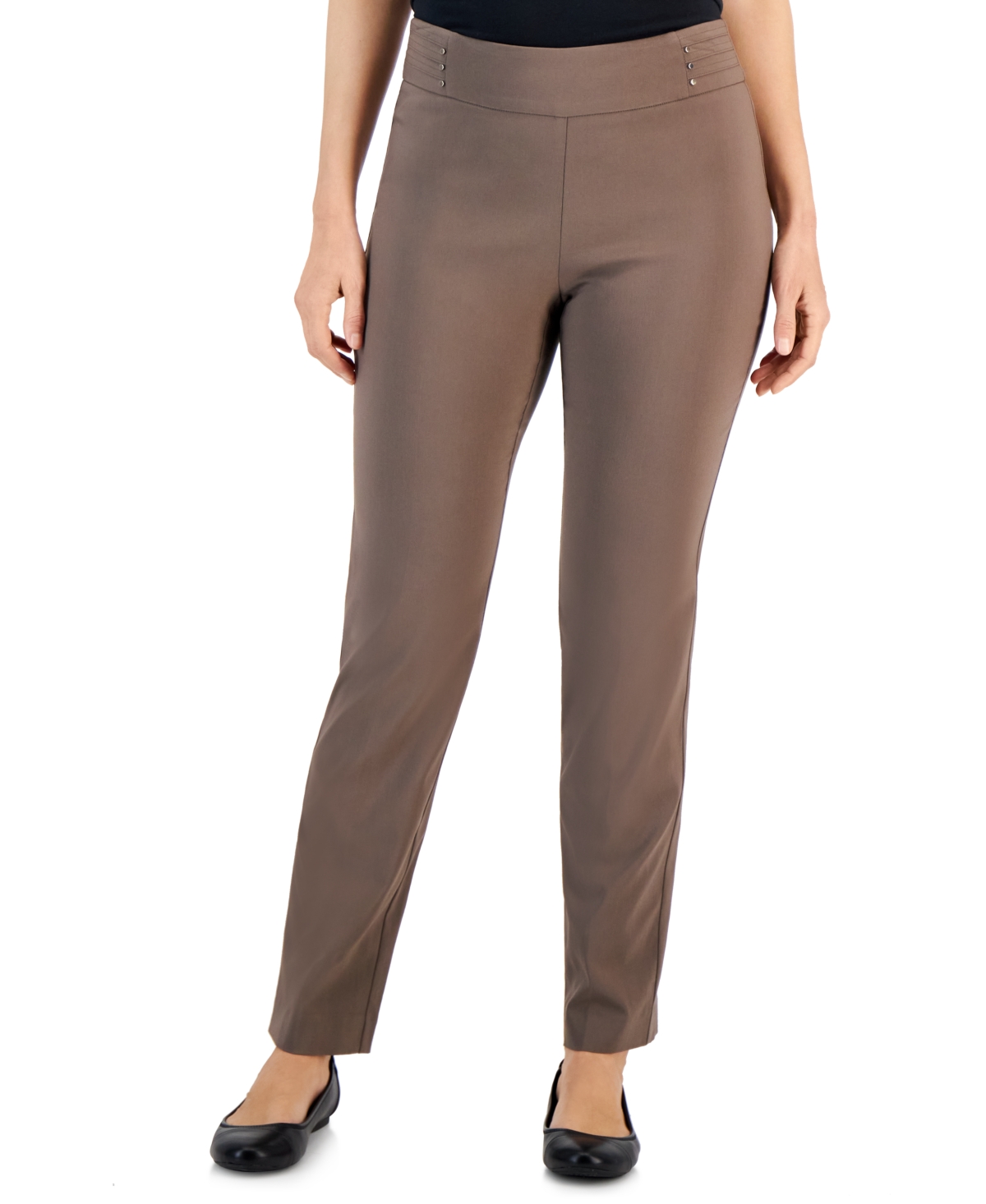 Jm Collection Women's Studded-rivet Ankle Pants, Created For Macy's In Brown Clay