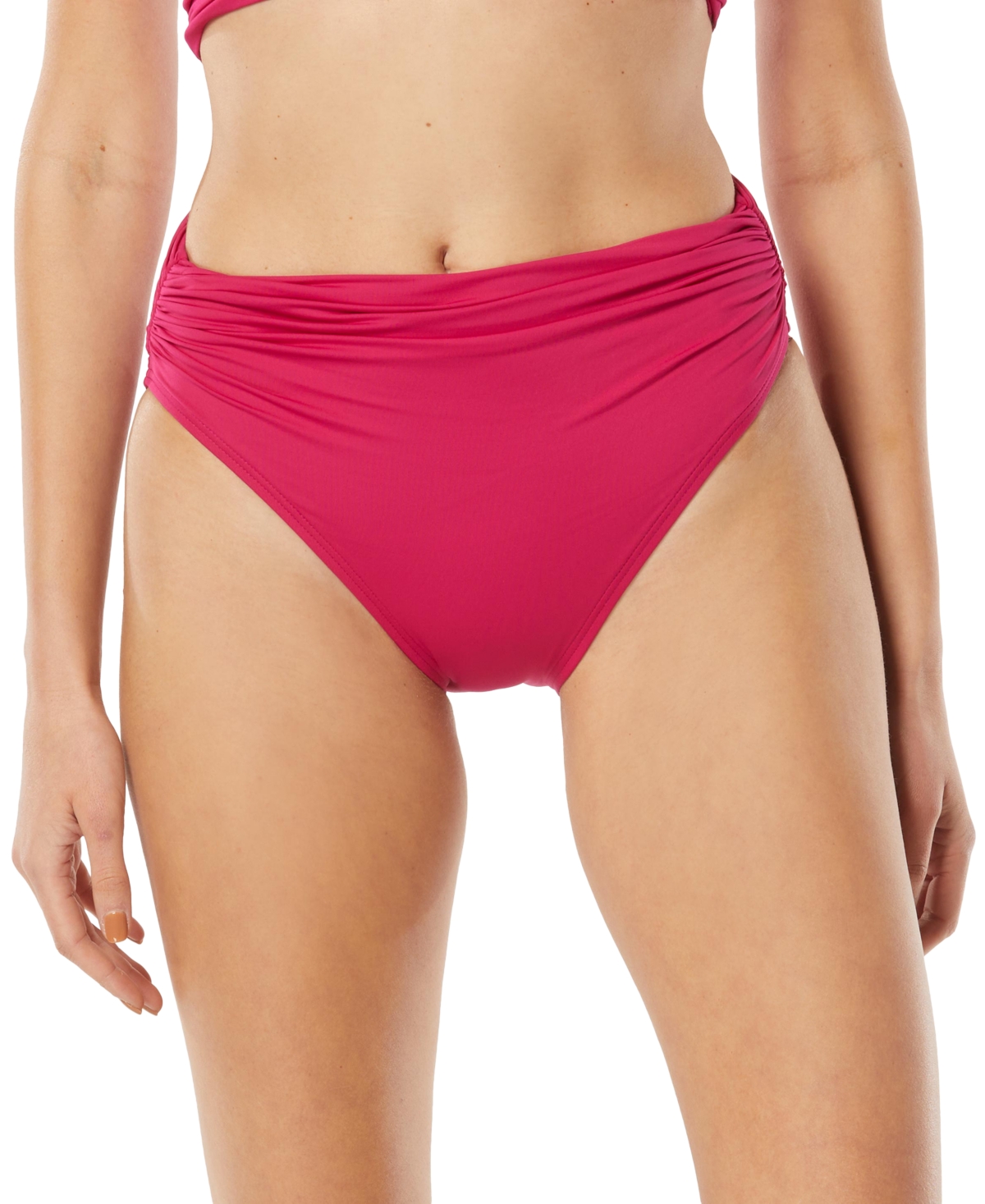 Carmen Marc Valvo Ruched Bikini Bottoms In Pink