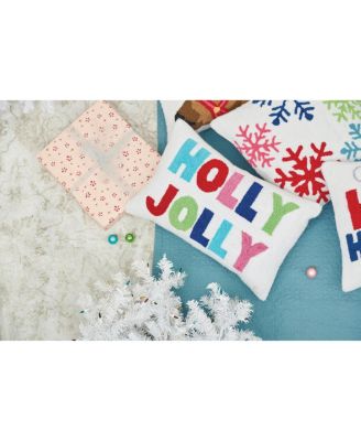 Holly Jolly Hooked Throw Pillow, 14" x 22"