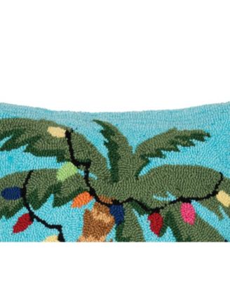 Christmas Palm Tree w/ Lights Hooked Accent Throw Pillow, 18" x 18"