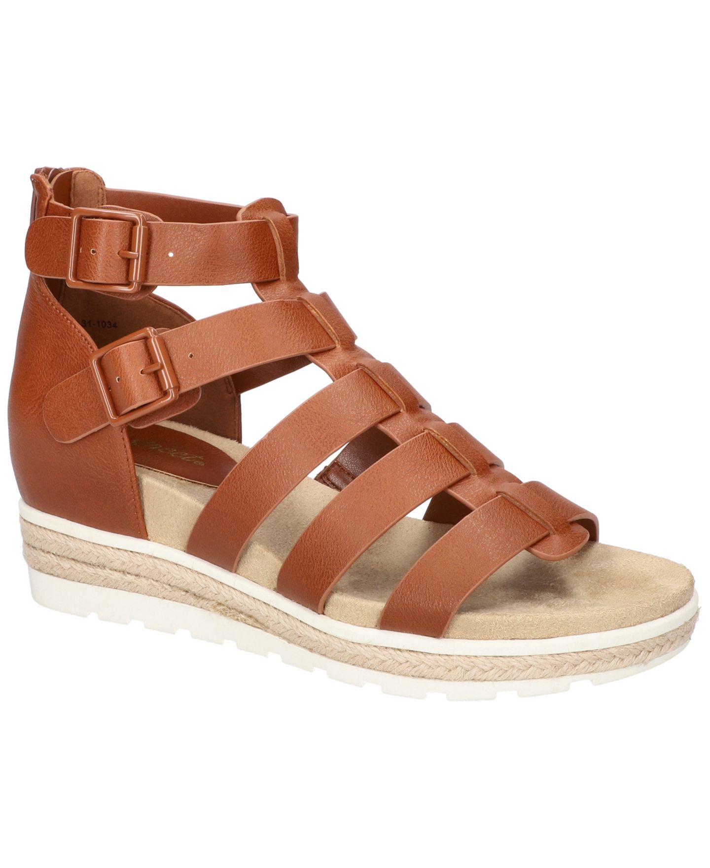 Женские сандалии Easy Street Simone Zip Wedge, цвет: Коньячный — фото 1