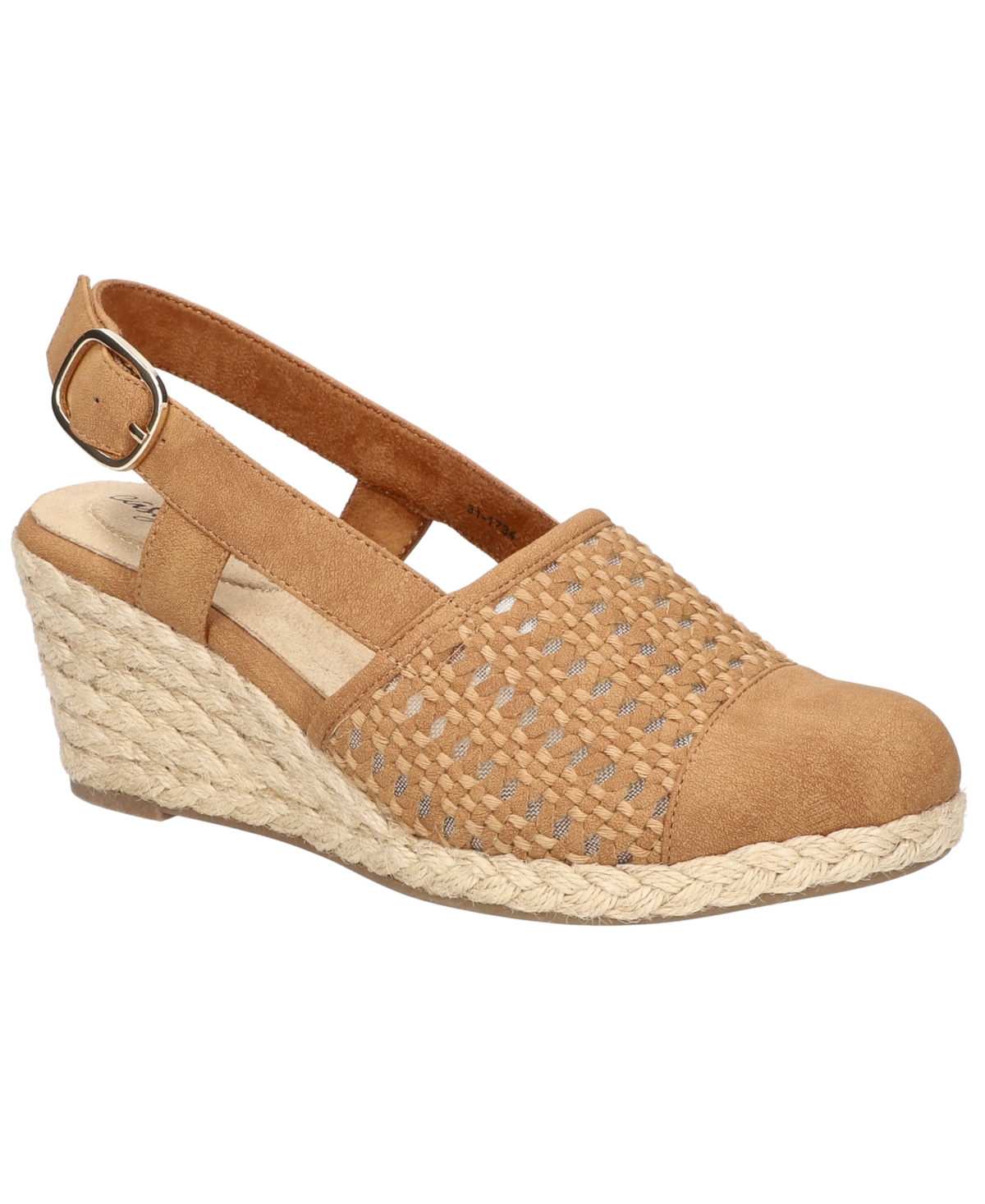 Shop Easy Street Women's Taffy Buckle Slingback Espadrille Wedges In Tan