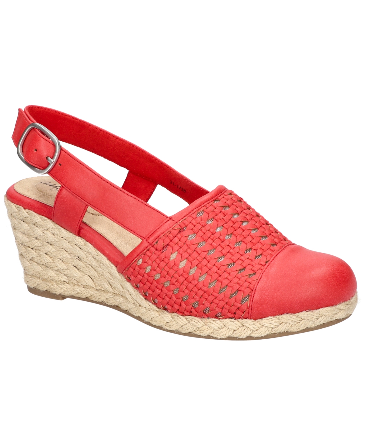 Shop Easy Street Women's Taffy Buckle Slingback Espadrille Wedges In Red