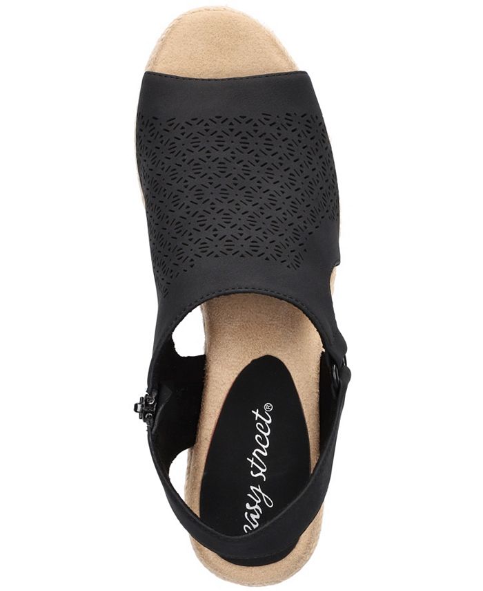 Easy Street Women's Serena Zip Espadrille Wedge Sandals - Macy's