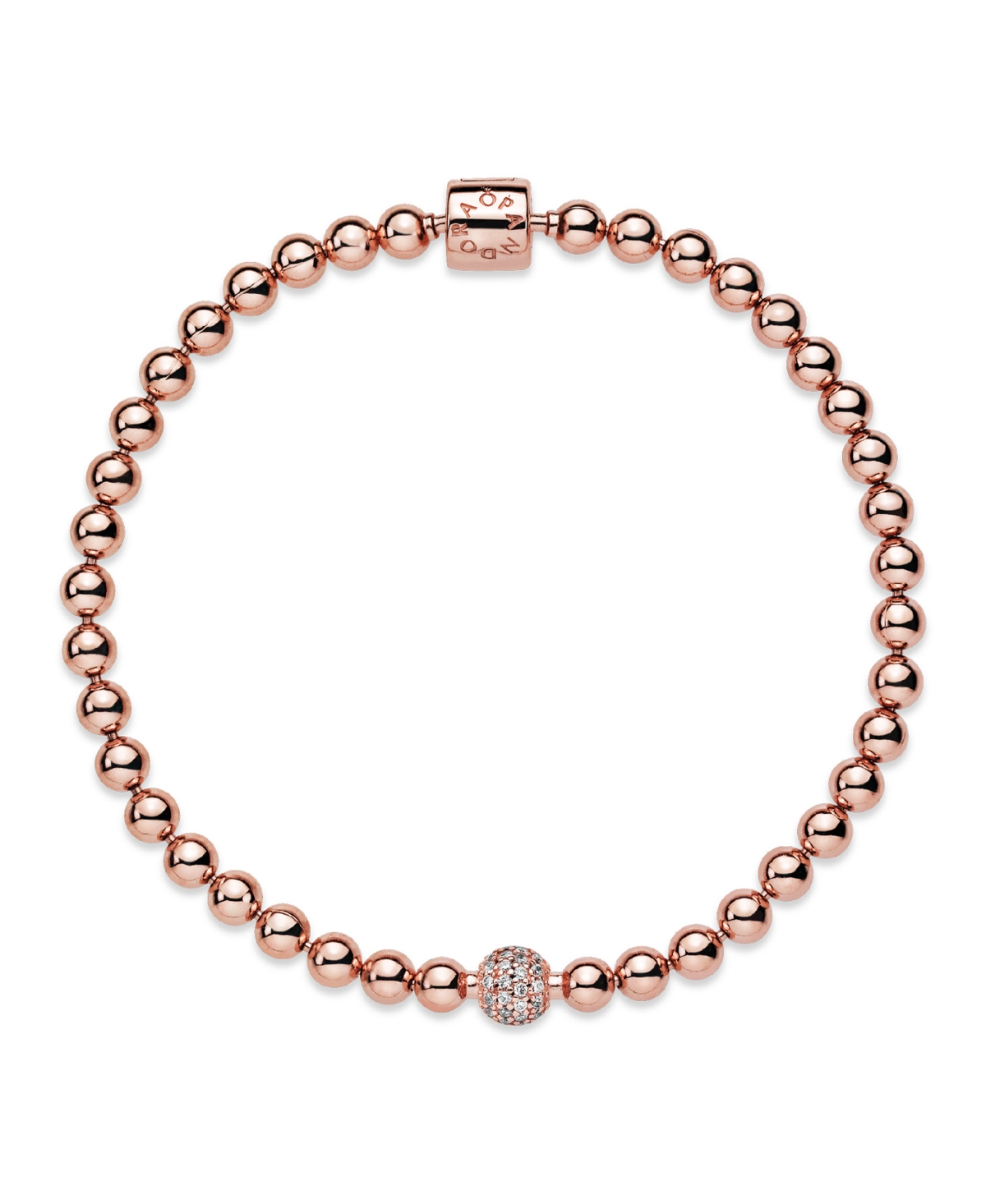 Pandora Cubic Zirconia 14k Rose Gold-plated Beads Pave Bracelet In Rose Gold