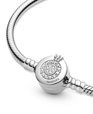 Moments Cubic Zirconia Sparkling Crown O Snake Chain Bracelet