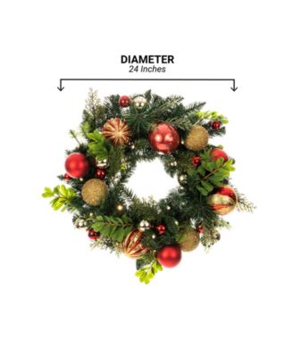 24" Lighted Christmas Wreath, Christmas Classic
