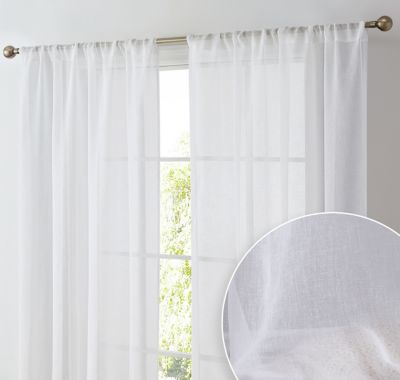 Penelope Faux Linen Textured Semi Sheer Privacy Sun Light Filtering Transparent Window Pocket Hole Thick Curtains Drapery Panels For Bedroom Li