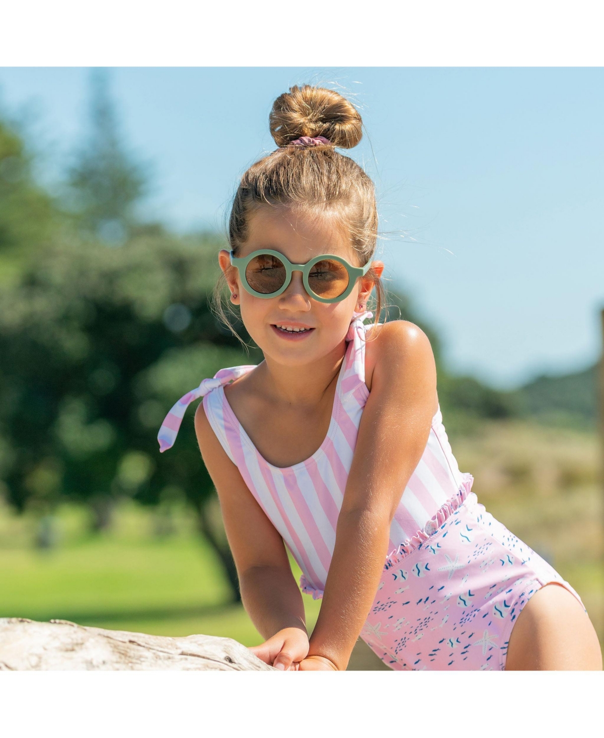 Toddler, Child GirlSea Shoulder Tie Swimsuit - Pink