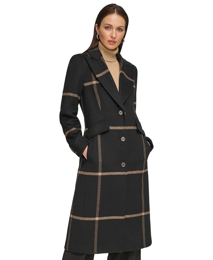 DKNY Women's Single-Breasted Wool Blend Reefer Coat - Macy's