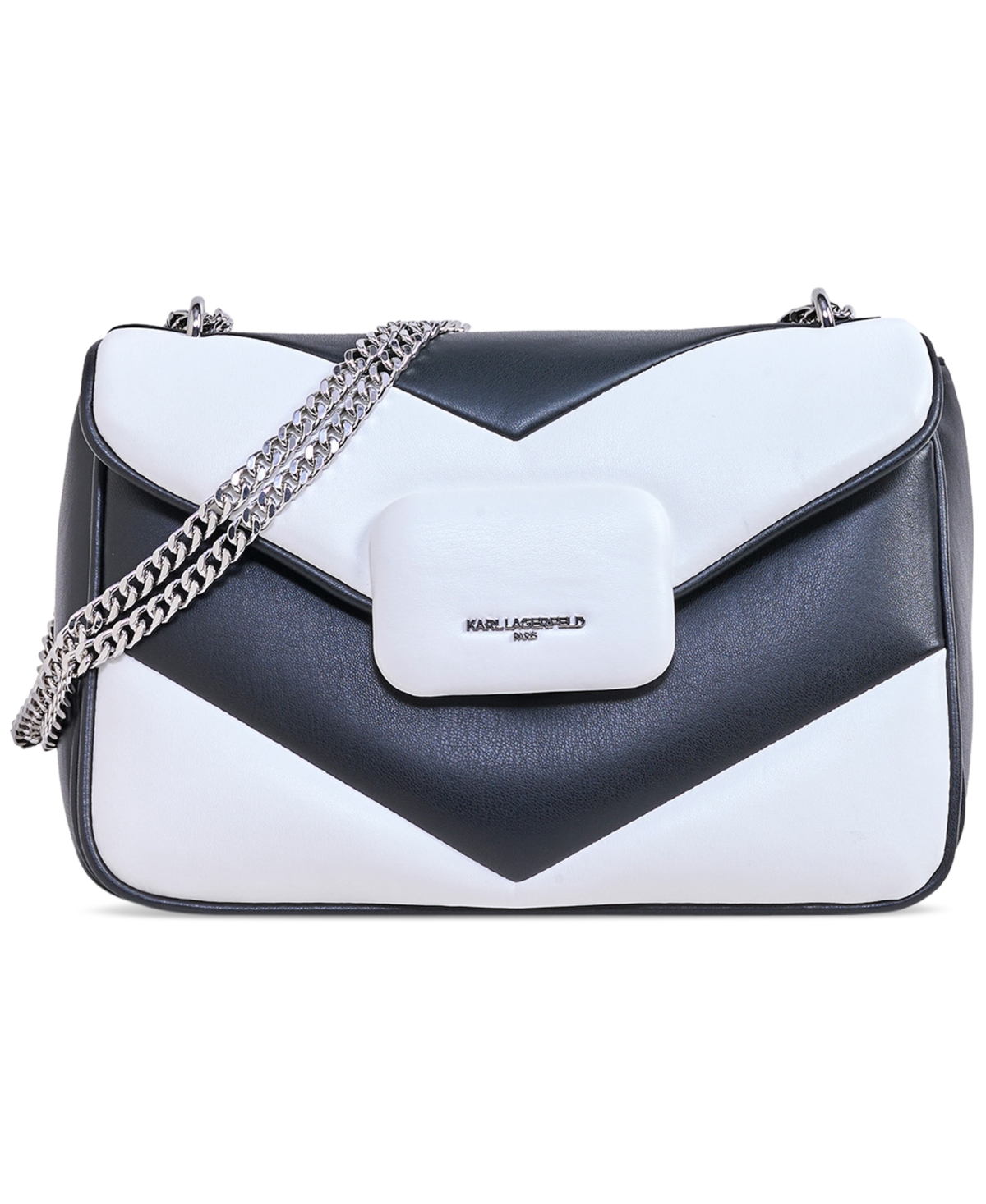 Karl Lagerfeld Fleur Small Quilted Shoulder Bag In Black,wht
