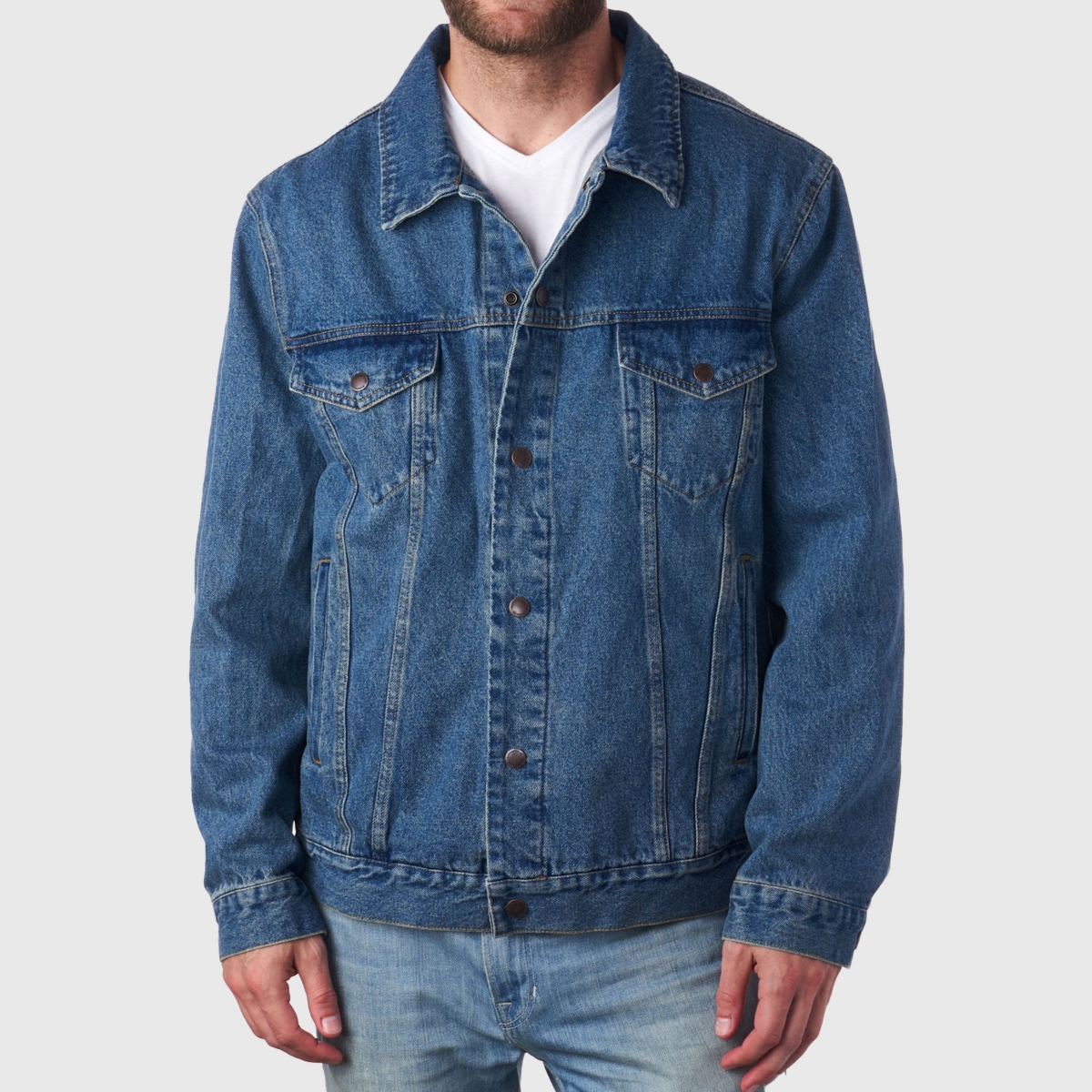 Alpine Swiss Derek Mens Classic Denim Jacket Casual Button Up Jean Trucker Coat