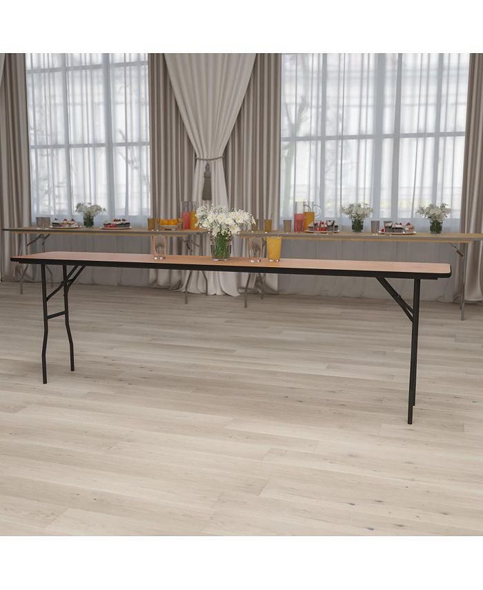8-Foot Rectangular Wood Folding Banquet Table with Clear Coated Finished Top